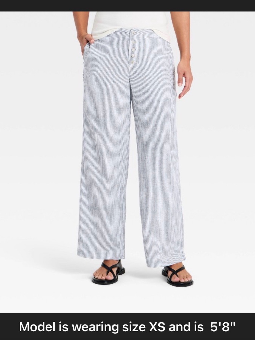 Universal Thread Blue & White Striped Wide-Leg Cropped Pants